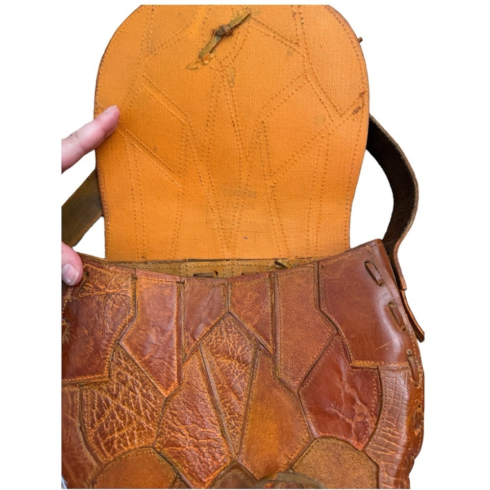 Vintage Leather Patchwork Handmade Saddle Bag - image 3